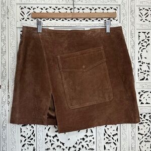 NWT BlankNYC Brown Suede Leather Asymmetric Boho Skirt Sz‎ 30
